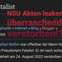 NSU Experte "Fatalist" angeblich im August 2022 verstorben?!